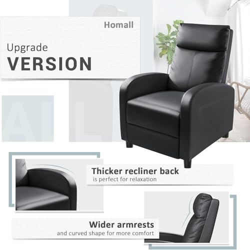 Adjustable PU Leather Recliner Chair with Lumbar Support for Living Room