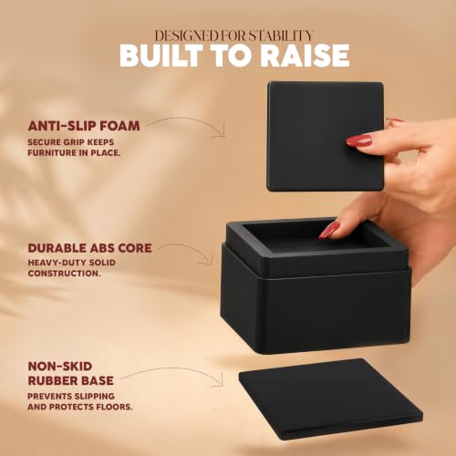 Adjustable Bed & Furniture Risers 2 Inch - Stackable Anti-Slip Pads 8-Pack