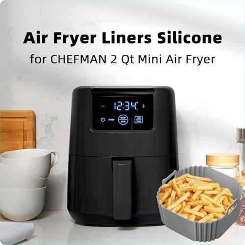 2-Pack Square Silicone Air Fryer Liners for 1-2.1QT Mini Air Fryers