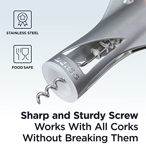 Deiss LUX Silver Wing Corkscrew Wine Opener with Built-in Bottle Opener