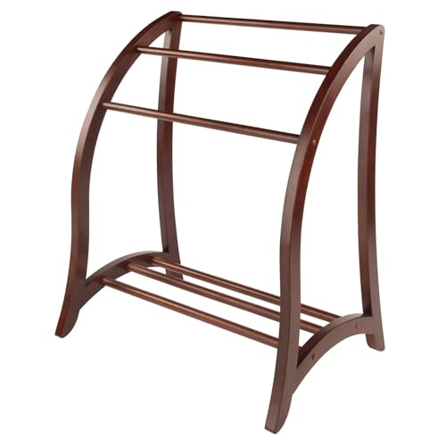 Wooden Blanket Rack 36 Inch - Brown, Freestanding Quilt & Towel Organizer