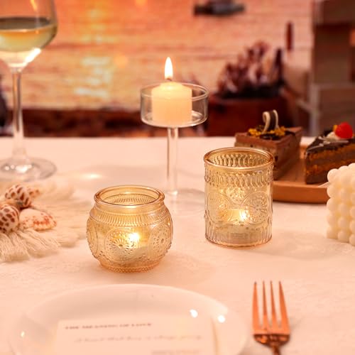 DARJEN Gold Votive Candle Holders Set 24PCS Glass Tea Light Candle Holders for Weddings & Home Decor