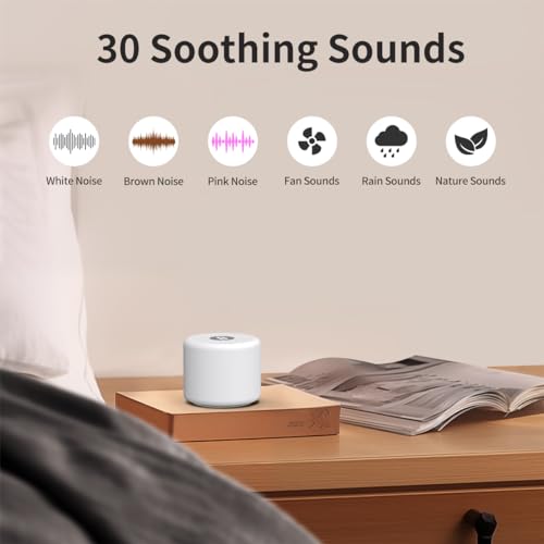 Mini Portable White Noise Machine with 30 Soothing Sounds & Timer for Sleep