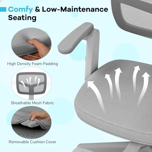 Ergonomic Kids Desk Chair with Adjustable Height, Footrest and Flip-up Arms