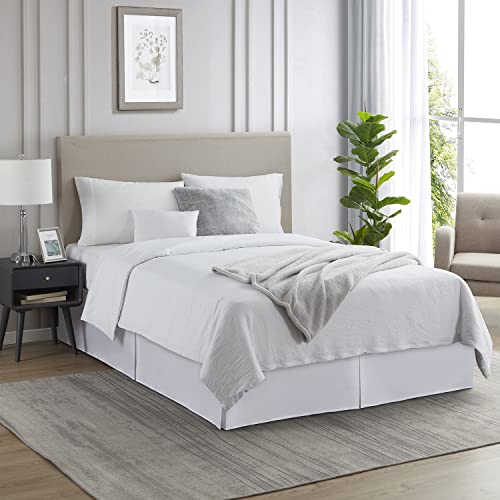White Queen Bed Skirt with 14 Inch Drop - Tailored Brushed Microfiber