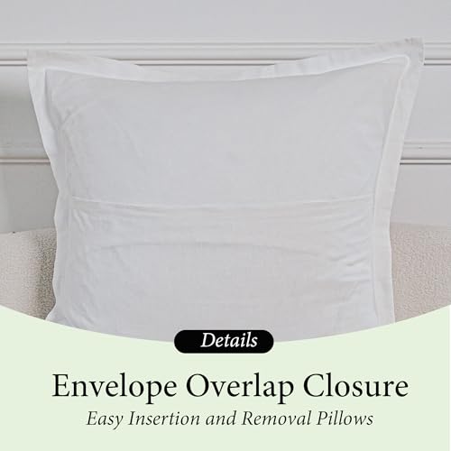 Linen Cotton Blend Euro Sham Covers 26x26, Set of 2 Farmhouse Pillow Shams