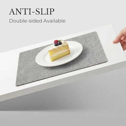Reversible Faux Leather Placemats Set of 6, Heat Resistant Table Mats
