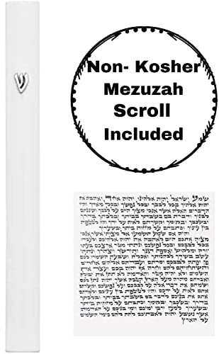 Aluminum Mezuzah Case - 6 Inch Silver Shin Design Weatherproof Door Decor
