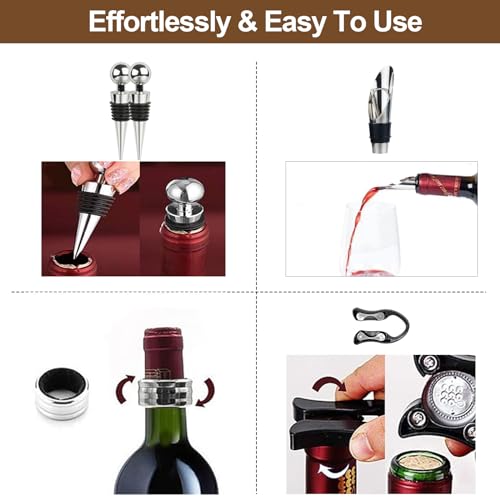 8-Piece Wine Bottle Opener Gift Set with Wooden Case - Corkscrew & Accessories