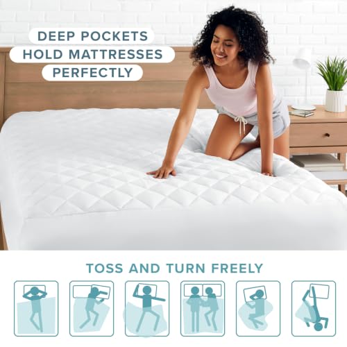 Bare Home Twin XL Quilted Fitted Mattress Pad - Deep Pocket Cover