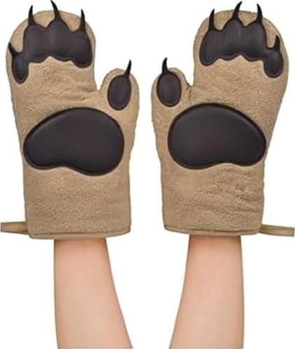 Bear Paw Oven Mitts - Heat-Resistant Silicone and Cotton Kitchen Gloves