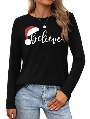 MEESHEEP Women's Christmas Long Sleeve Plaid Shirt Small Black Christmas Tree Graphic Blouse