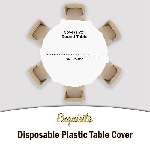 Premium White Round Plastic Tablecloth 84 Inch - 12 Pack Table Covers
