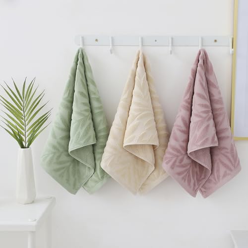 Decorative Leaf Pattern Hand Towels - 100% Cotton, Soft & Absorbent (Set of 2)