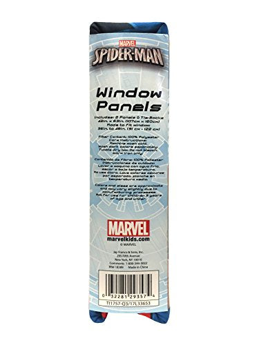 Spiderman Decorative Window Curtains 4-Piece Set with Tiebacks 63-Inch