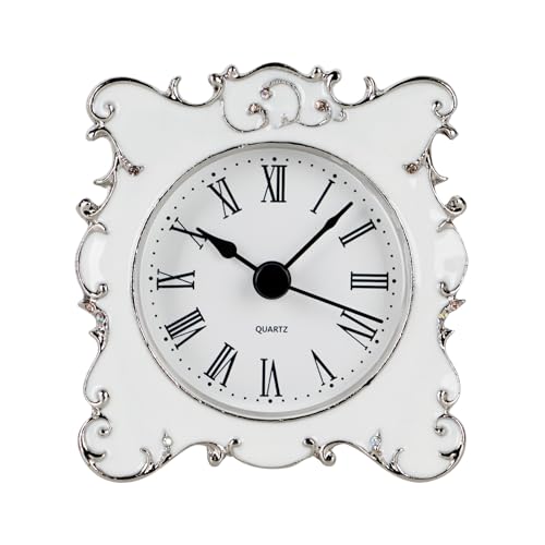 3 Inch Small Crystal Table Clock, Battery Operated Analog Desk Clock