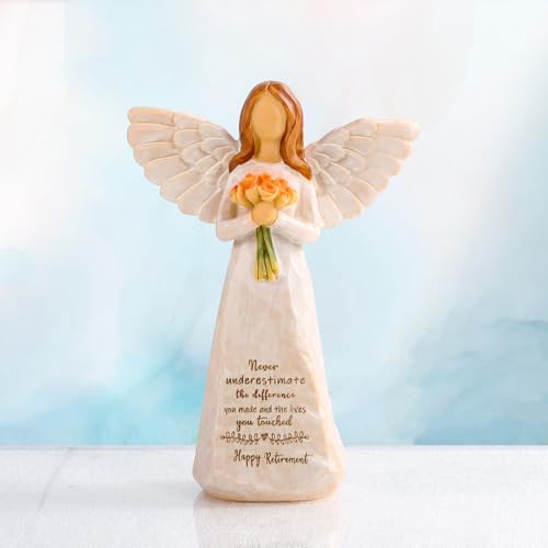 Retirement Angel Figurine Gift for Women, 5.5-Inch Hand-Painted Resin Keepsake