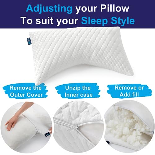 Sidney Sleep Adjustable Curved Memory Foam Pillow for Neck Support - Queen