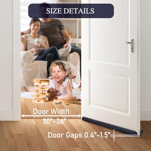 Adjustable Under Door Draft Stopper - 30"-36" Door Sweep Noise Blocker