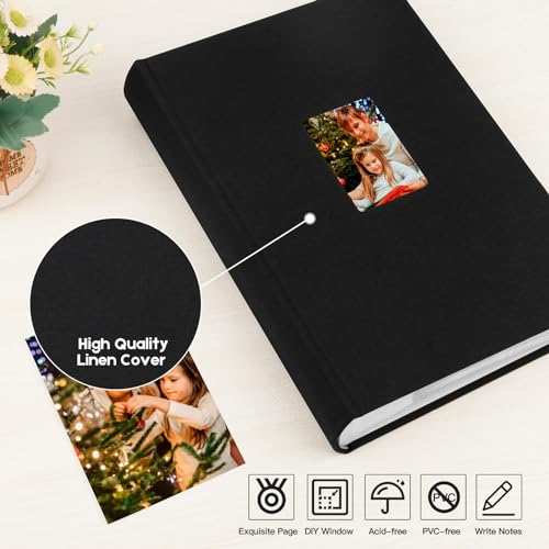 450 Pocket 4x6 Photo Album with Linen Cover and Memo Writing Space