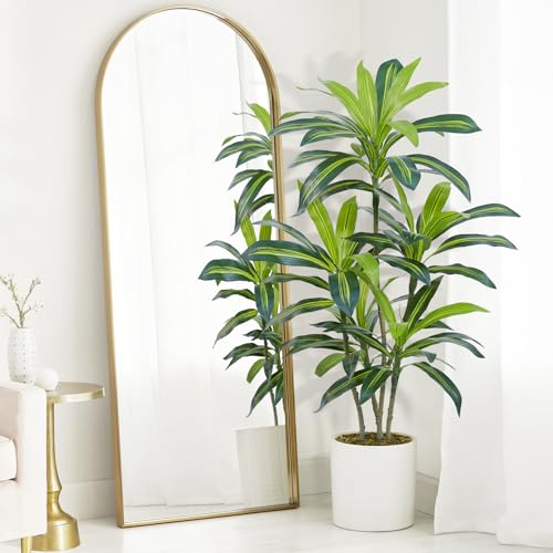4FT Tall Dracaena Artificial Tree with Real Touch Leaves - Potted Faux Plant for Home Decor
