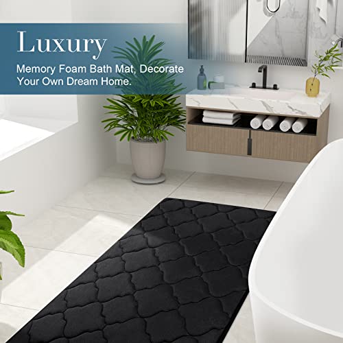 OLANLY Memory Foam Bath Mat Rug 24x16 Ultra Soft Absorbent Non-Slip Black
