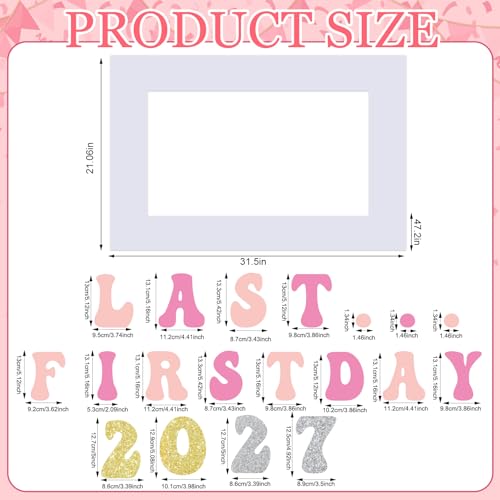 Senior Last Day Photo Frame - Gold & Silver 2027 First Day of School Sign Backdrop