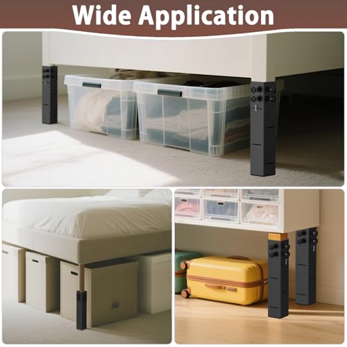Adjustable Carbon Steel Bed Risers for College Dorms - 3.15" Diameter