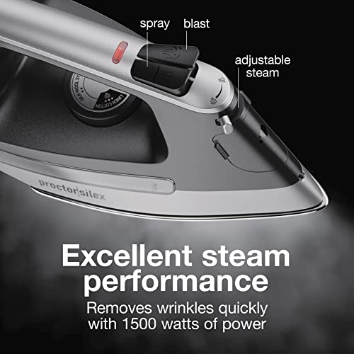 1500W Steam Iron for Clothes with Retractable Cord and Auto Shutoff
