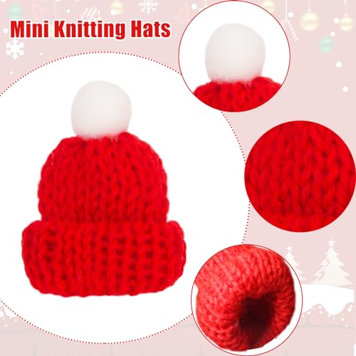HANSGO Mini Knit Santa Hats for Crafts - 30 pcs Red & Green Tiny Wool Beanies