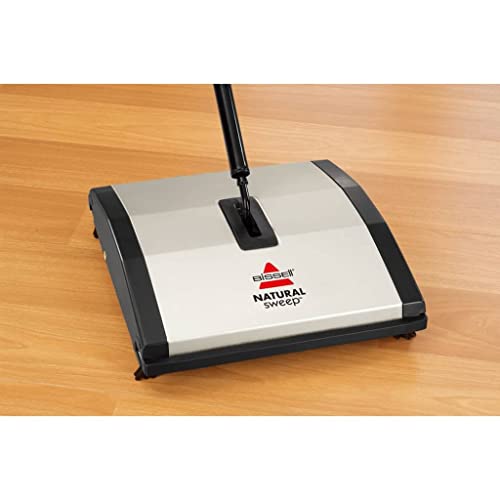 Natural Sweep Manual Carpet and Floor Sweeper with Dual Rotating Brushes