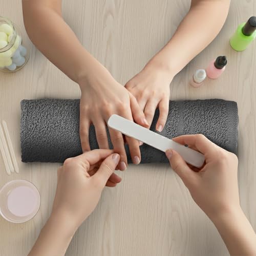 50 Pack Cotton Hand Towels - 16x27 Inch Grey Salon & Spa Towels