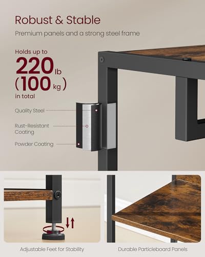 Industrial Freestanding Hall Tree with Storage Shelves and Hanging Rail