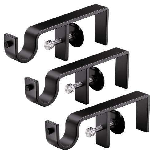 No Drill Curtain Rod Brackets for Outside Mounted Blinds - Set of 3