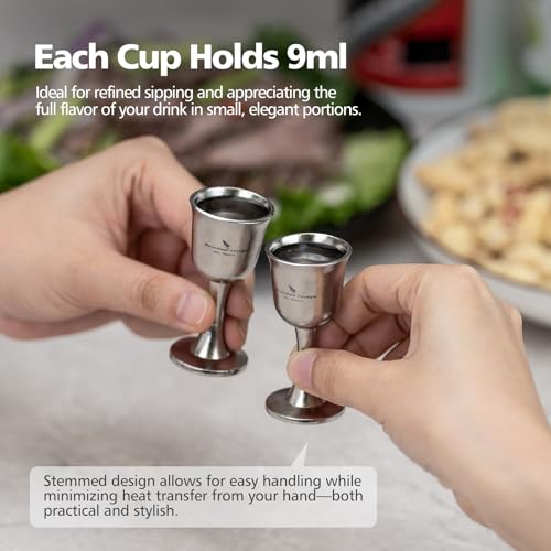 Boundless Voyage Titanium Sake Set 3 Pieces - 150ml Carafe & Cups for Japanese Wine, Outdoor & Travel Drinkware