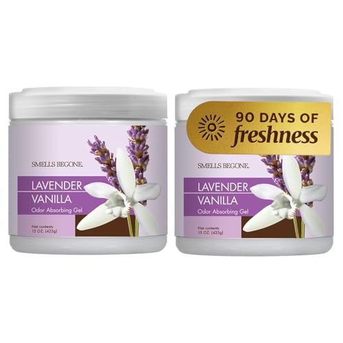 Gel Odor Eliminator Jars for Home & Pet Areas - Lavender Vanilla, 15 oz (2-Pack)