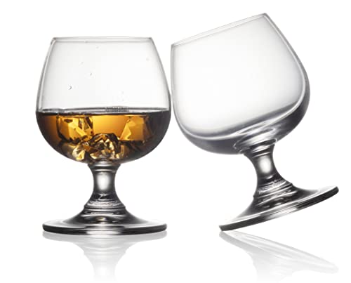 8.5 oz Crystal Brandy Snifter Glasses Set of 2 - Lead-Free Stemware for Cognac