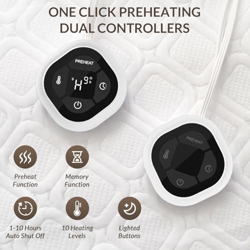 Queen Heated Mattress Pad with Dual Control & 10 Heat Levels