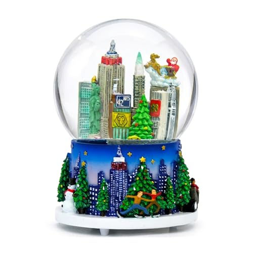 Musical New York City Skyline Christmas Snow Globe - 100mm Glass