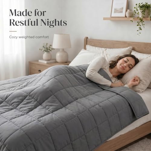 Grey Cooling Weighted Blanket for Adults - 15 lbs, 48" x 72"