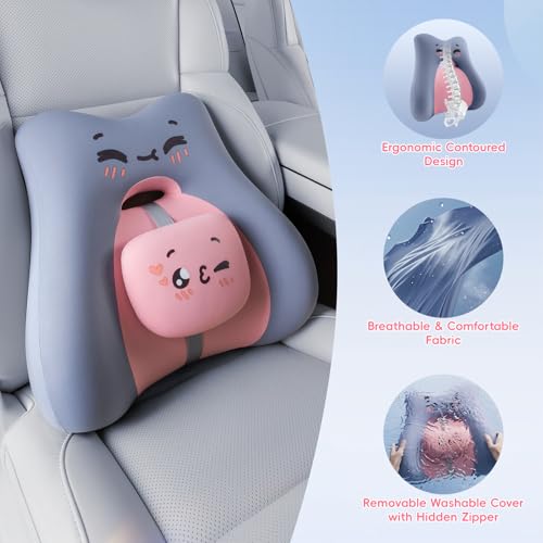 Ergonomic Memory Foam Lumbar Support Pillow for Car & Office