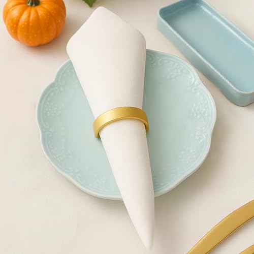 12-Piece Semicircle Stainless Steel Napkin Rings, Matt Gold Table Decor