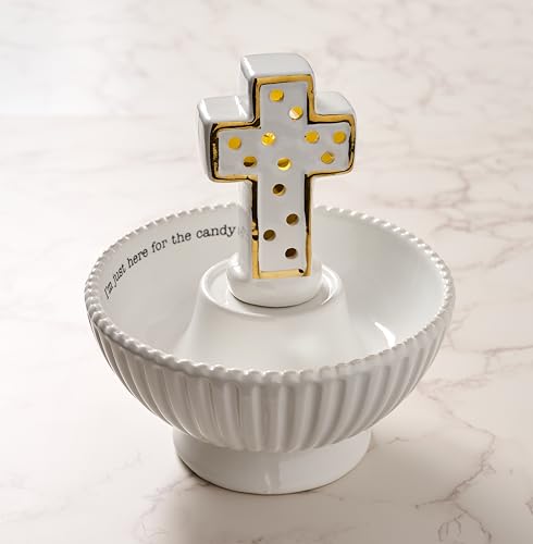 Ceramic LED Light-Up Cross Sitter Decorative Tabletop Ornament