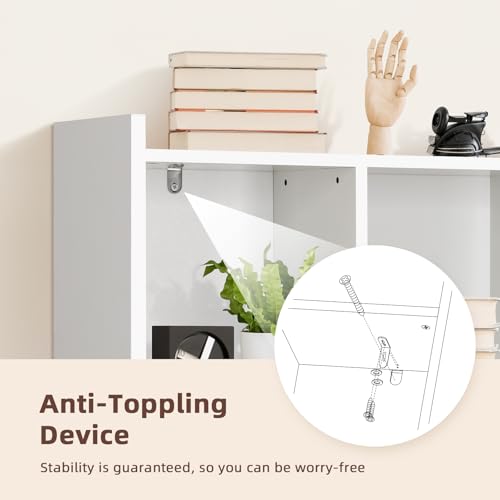 35.5" Desk Hutch with 5 Shelves - White Desktop Bookshelf Organizer