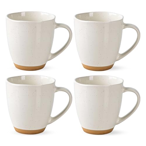 AmorArc 12oz Ceramic Coffee Mugs Set of 4 – Dishwasher & Microwave Safe, Light Beige