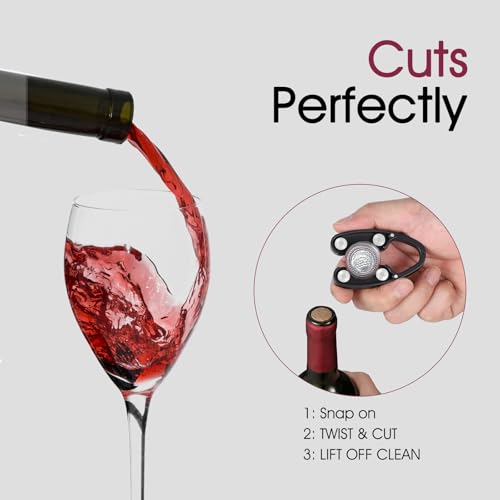 GOBETTER 2 Pack Black Wine Foil Cutters with Magnetic Design, Ergonomic & Reusable