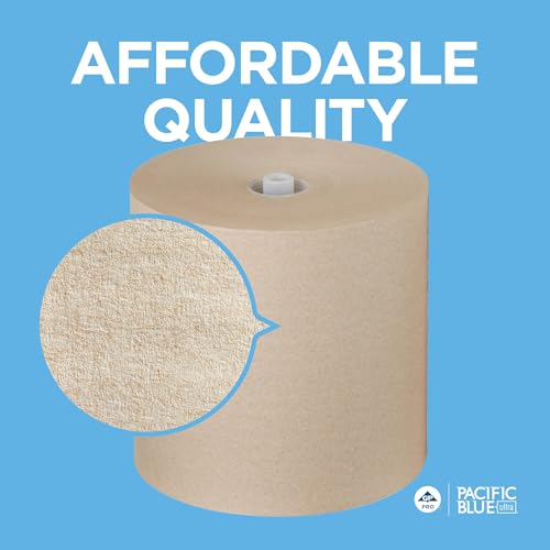 Commercial High-Capacity Recycled Paper Towel Rolls - 8" Brown, 6 Pack