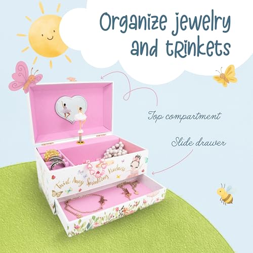 Ballerina Musical Jewelry Box with Spinning Figurine & Storage Organizer