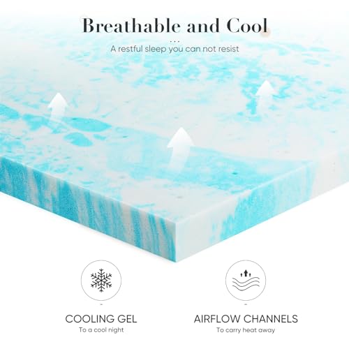DUMOS 3-Inch Cooling Gel Memory Foam Mattress Topper - King Size