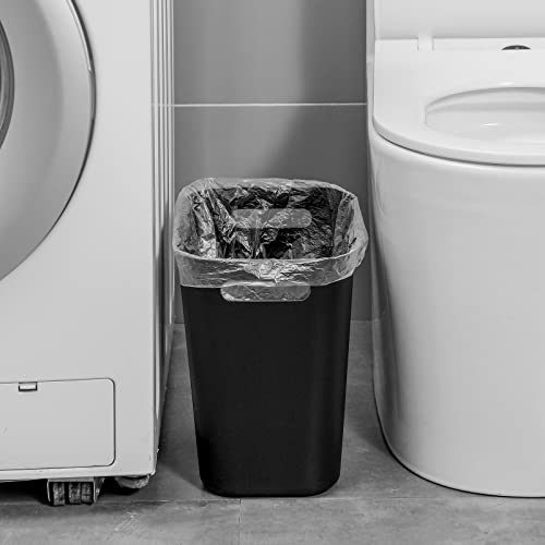 UUJOLY 3.5 Gallon Small Plastic Trash Can, Black Wastebasket for Bathroom and Office